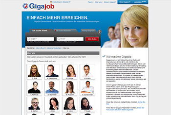 Screenshot Online-Jobsuchmaschine Gigajob