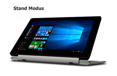 Aldi Full-HD Tablet-Notebook Medion E1240T im Stand Modus