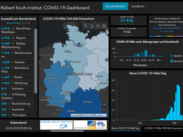 Screenshot der Coronavirus-Karte für Deutschland »corona.rki.de« vom Robert-Koch-Institut.